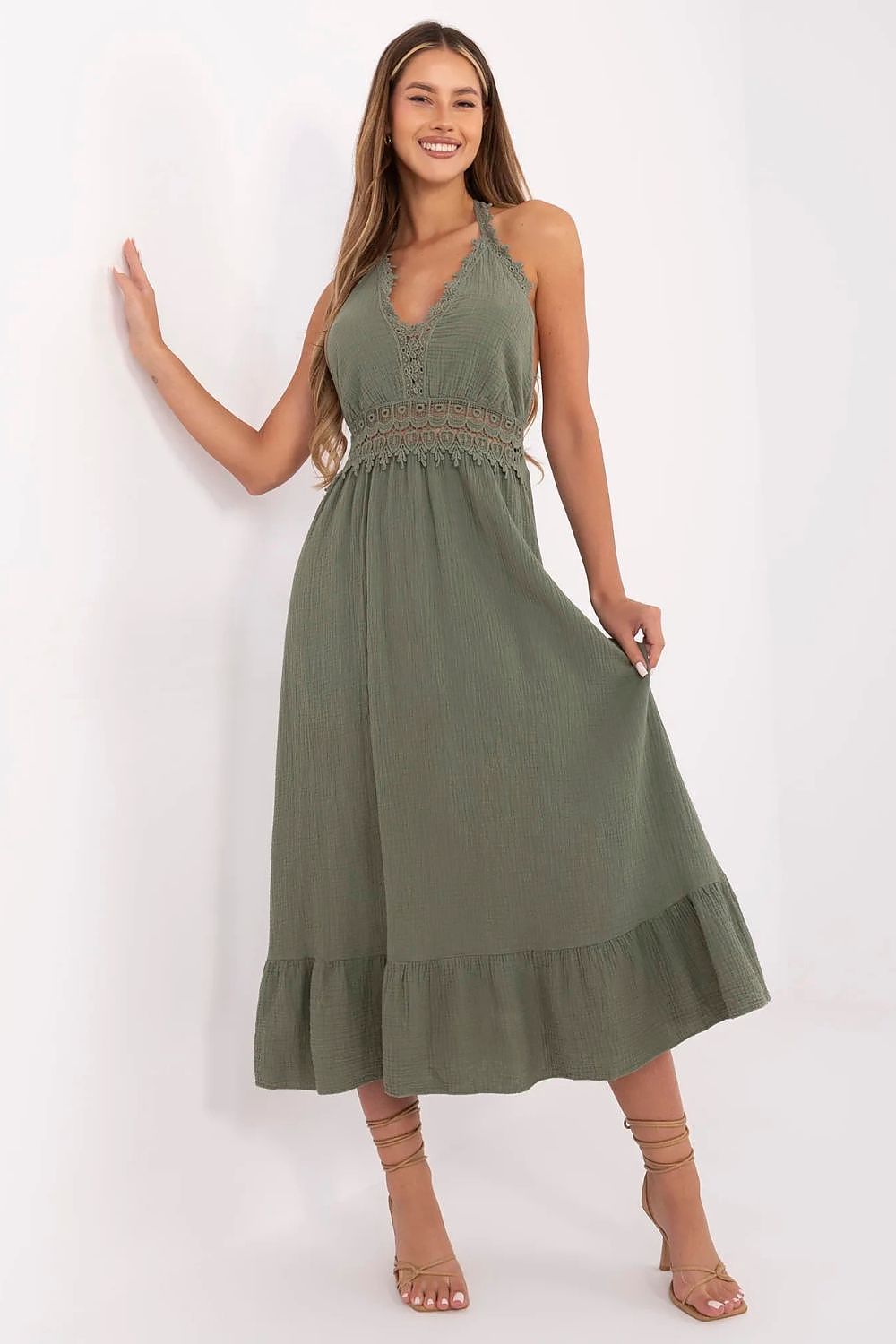  Sukienka Model MI-SK-88573.83 Khaki - Italy Moda 