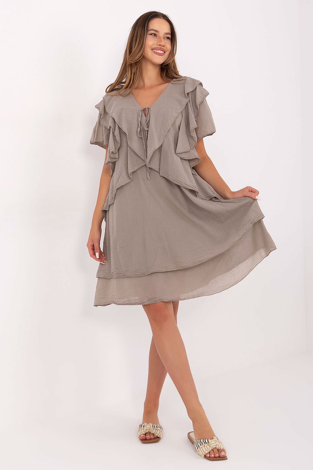  Sukienka Model MI-SK-102128.61 Dark Beige - Italy Moda 