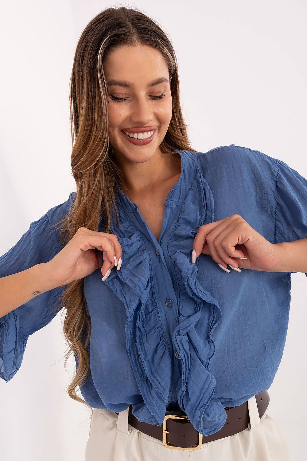   Koszula Damska Model MI-KS-92224.95 Dark Blue - Italy Moda 