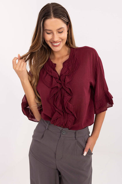   Koszula Damska Model MI-KS-92224.95 Bordo - Italy Moda 