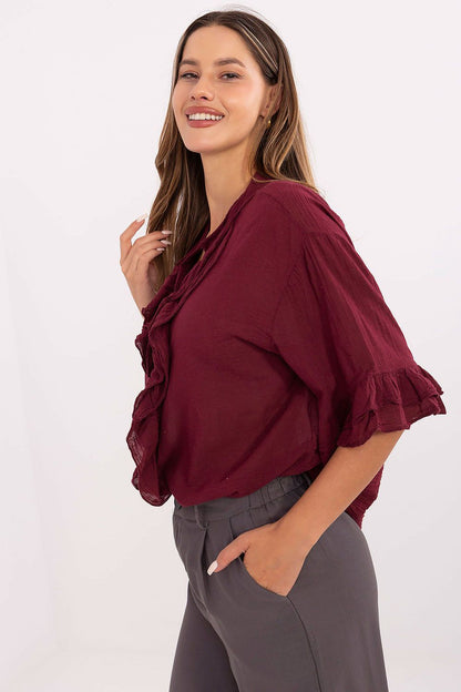   Koszula Damska Model MI-KS-92224.95 Bordo - Italy Moda 