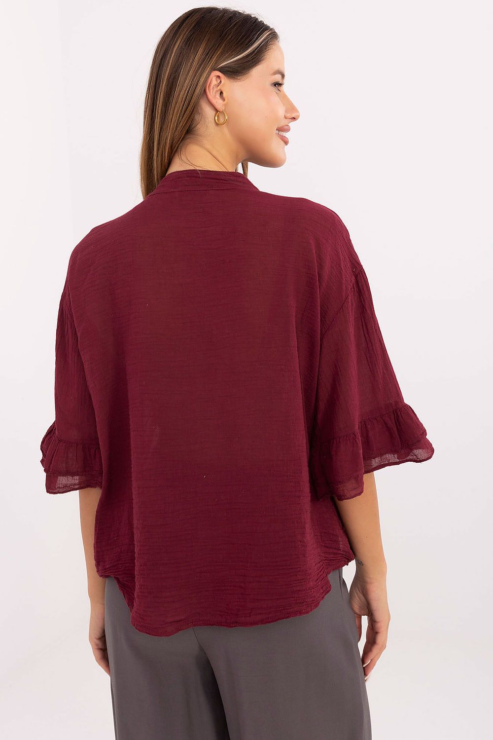   Koszula Damska Model MI-KS-92224.95 Bordo - Italy Moda 