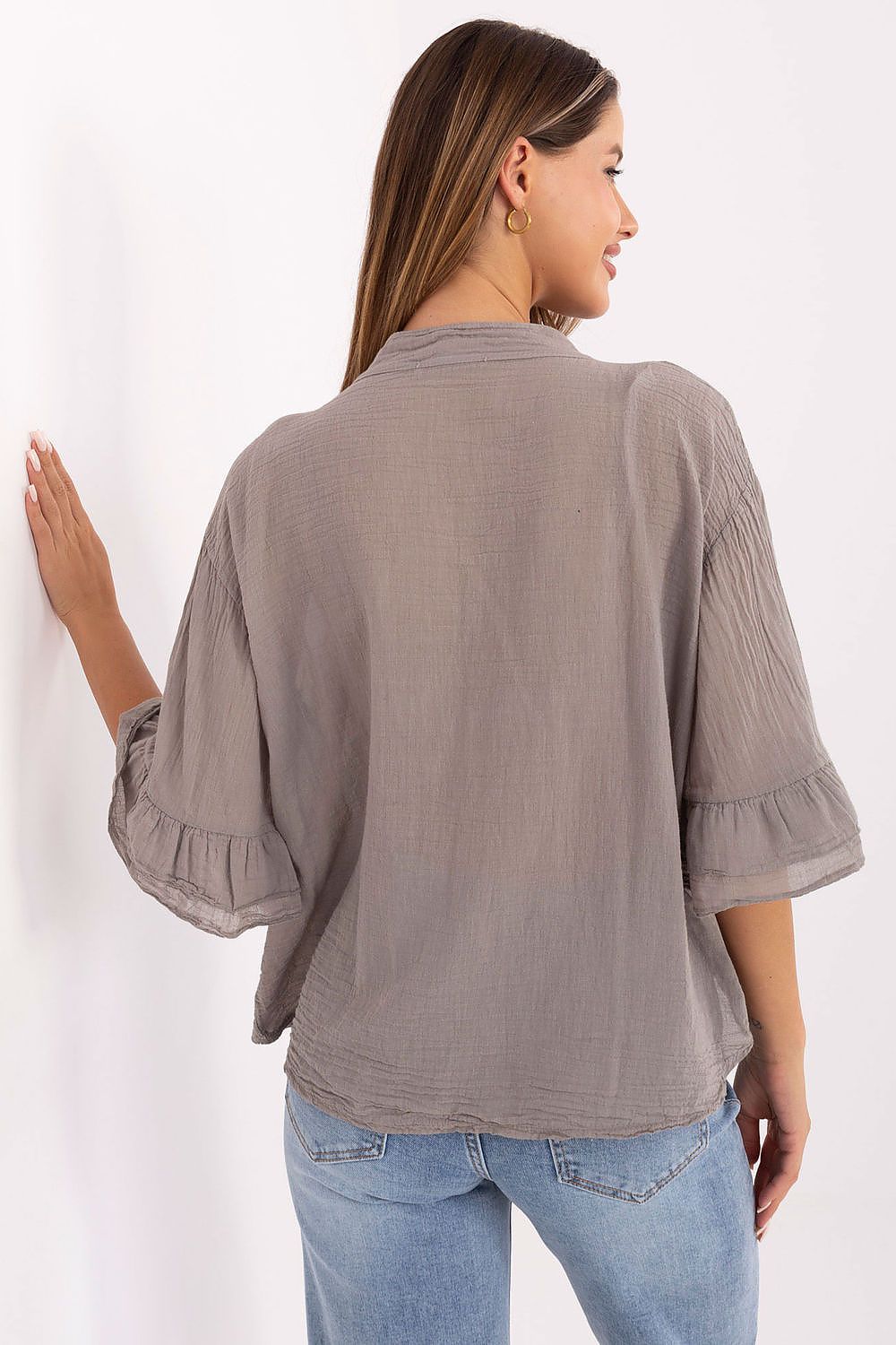   Koszula Damska Model MI-KS-92224.95 Dark Beige - Italy Moda 