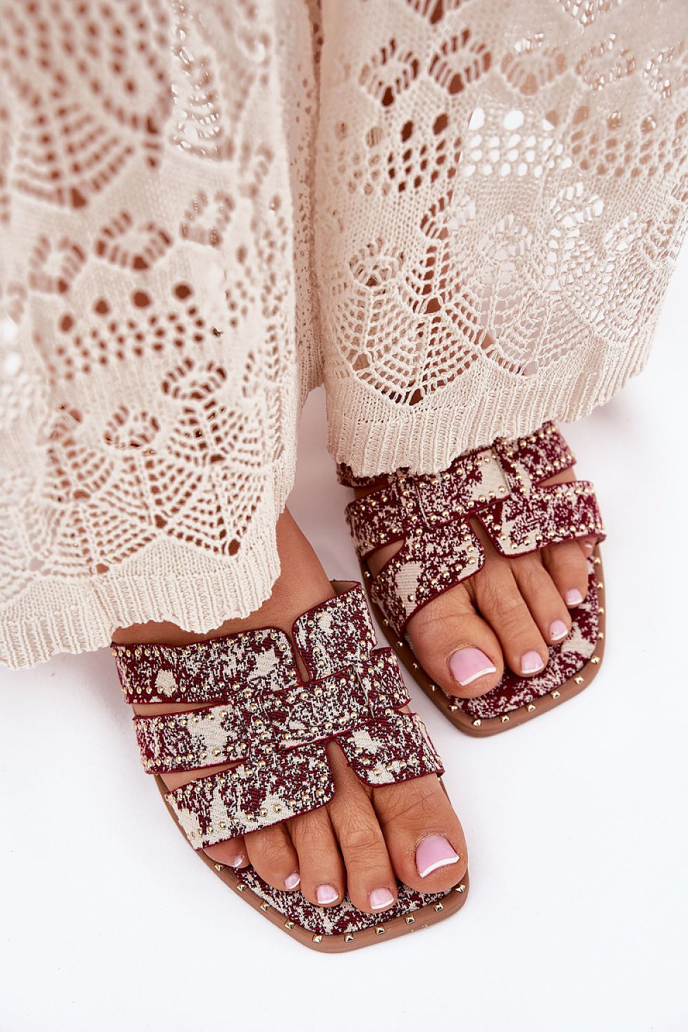  Sandał Klapki Model Anniles 1156 Bordo - Step in style 