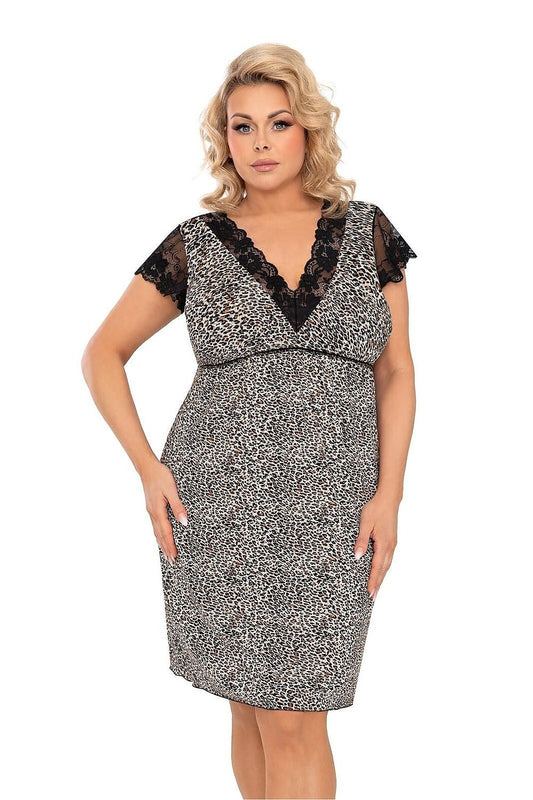   Koszula Nocna Model Omari Plus Size Beige - Donna 