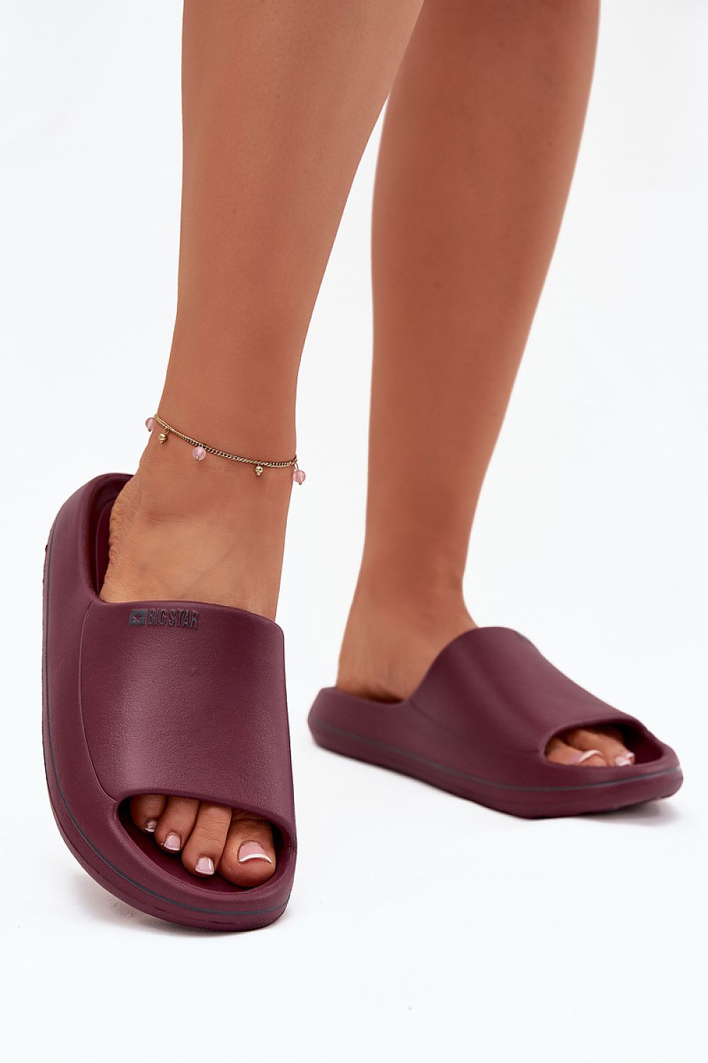  Sandał Klapki Model Big Star SS274422 Bordo - Step in style 