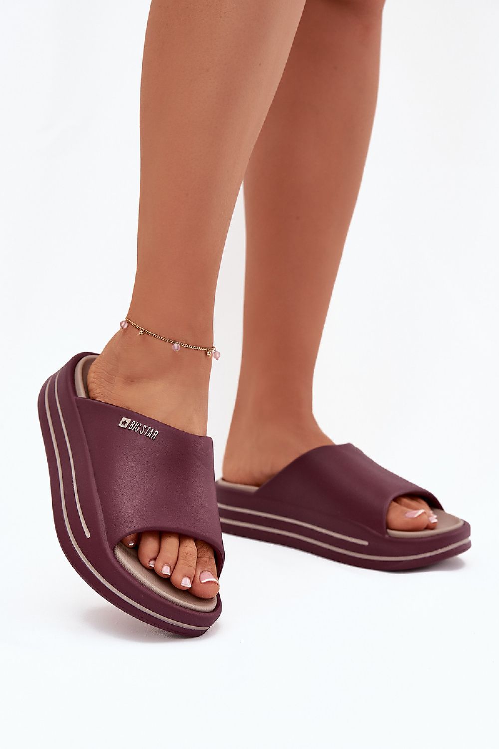  Sandał Klapki Model Big Star SS274425 Bordo - Step in style 