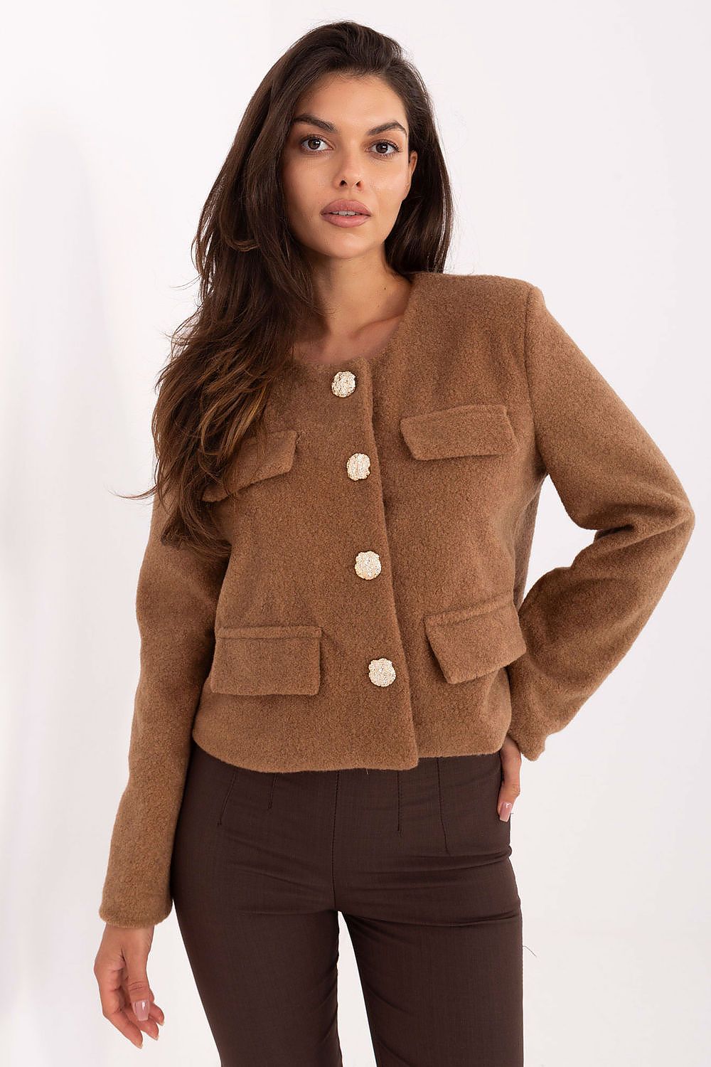   Żakiet Model IT-KR-FL9586.64 Camel - Rue Paris 