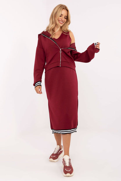  Sukienka Komplet Model IT-KMPL-9719.64 Bordo - Rue Paris 