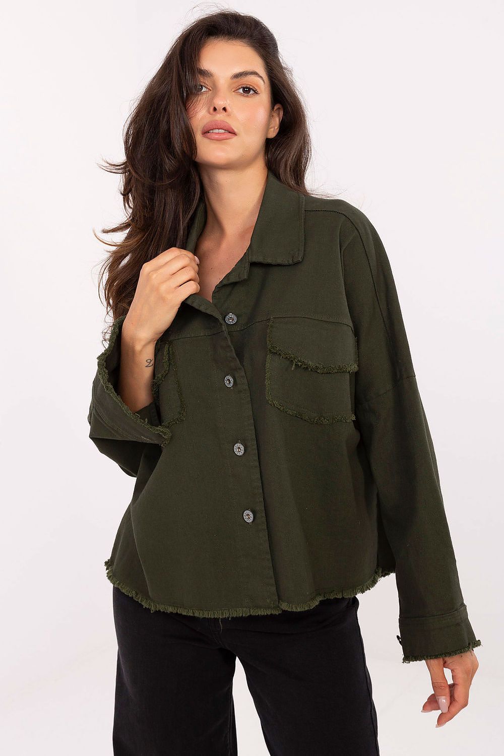   Koszula Damska Model IT-KS-FL5779.87 Khaki - Rue Paris 