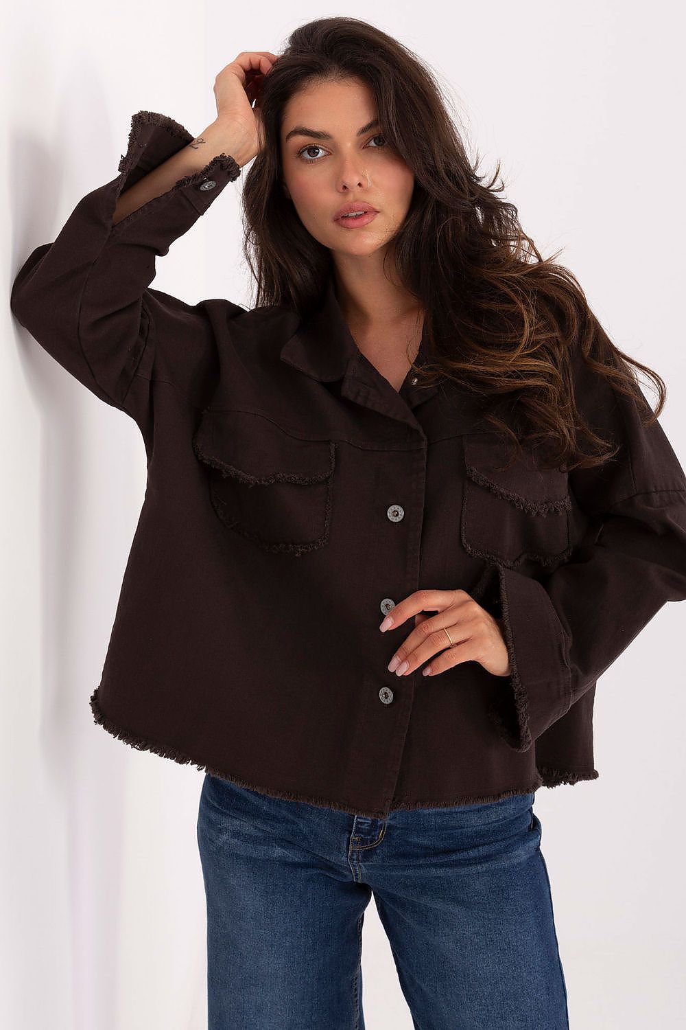   Koszula Damska Model IT-KS-FL5779.87 Dark Brown - Rue Paris 