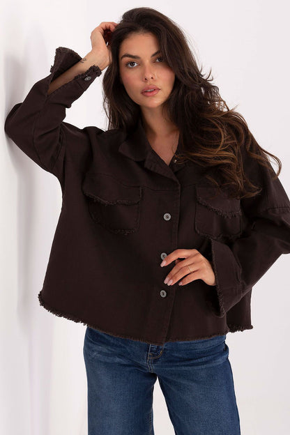   Koszula Damska Model IT-KS-FL5779.87 Dark Brown - Rue Paris 