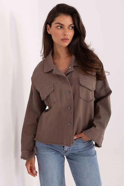   Koszula Damska Model IT-KS-FL5779.87 Dark Beige - Rue Paris 