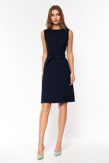  Sukienka Granatowa elegancka sukienka bez rękawów S263 Navy - Nife 