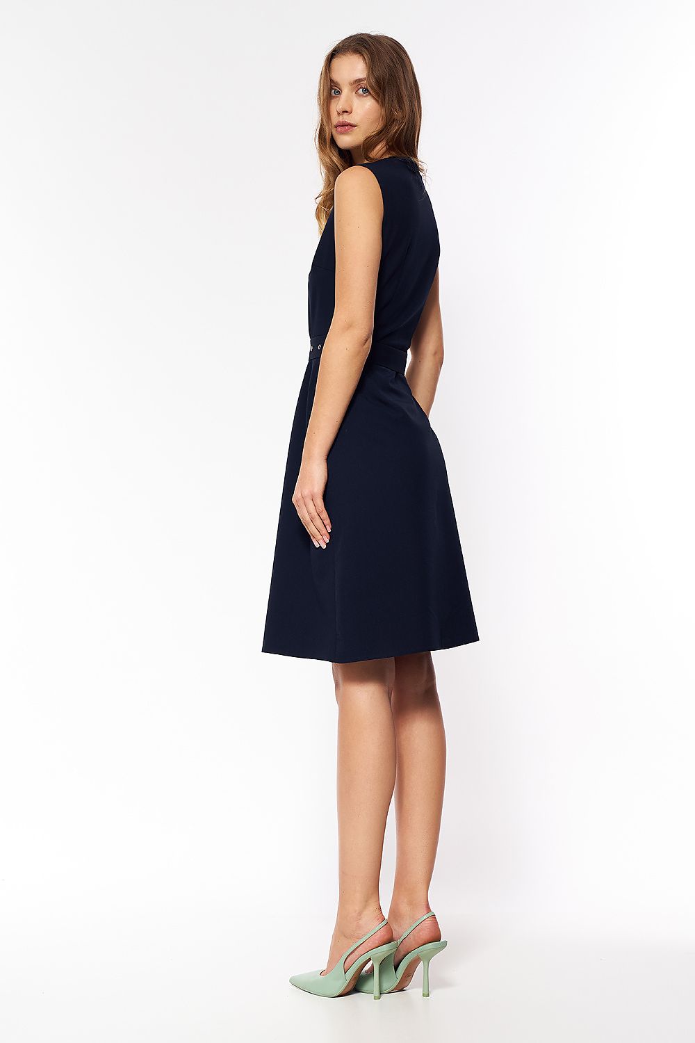  Sukienka Granatowa elegancka sukienka bez rękawów S263 Navy - Nife 
