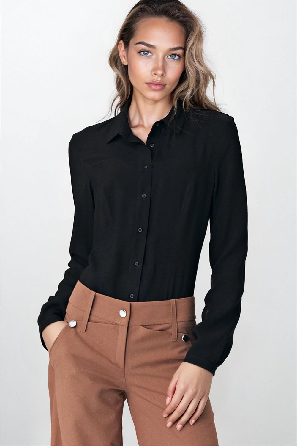   Czarna koszula body B164 Black - Nife 