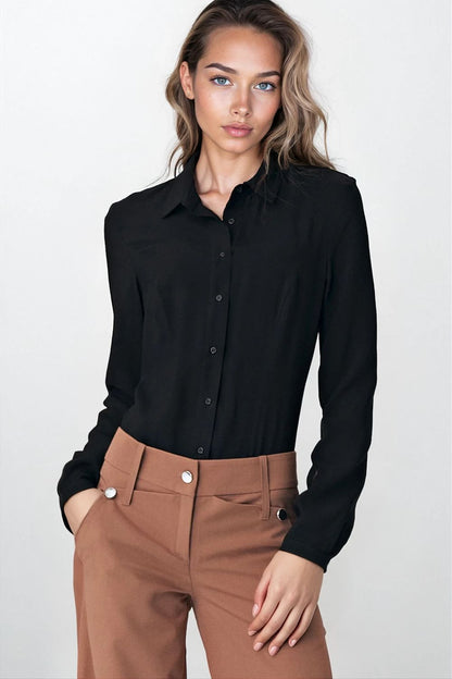   Czarna koszula body B164 Black - Nife 