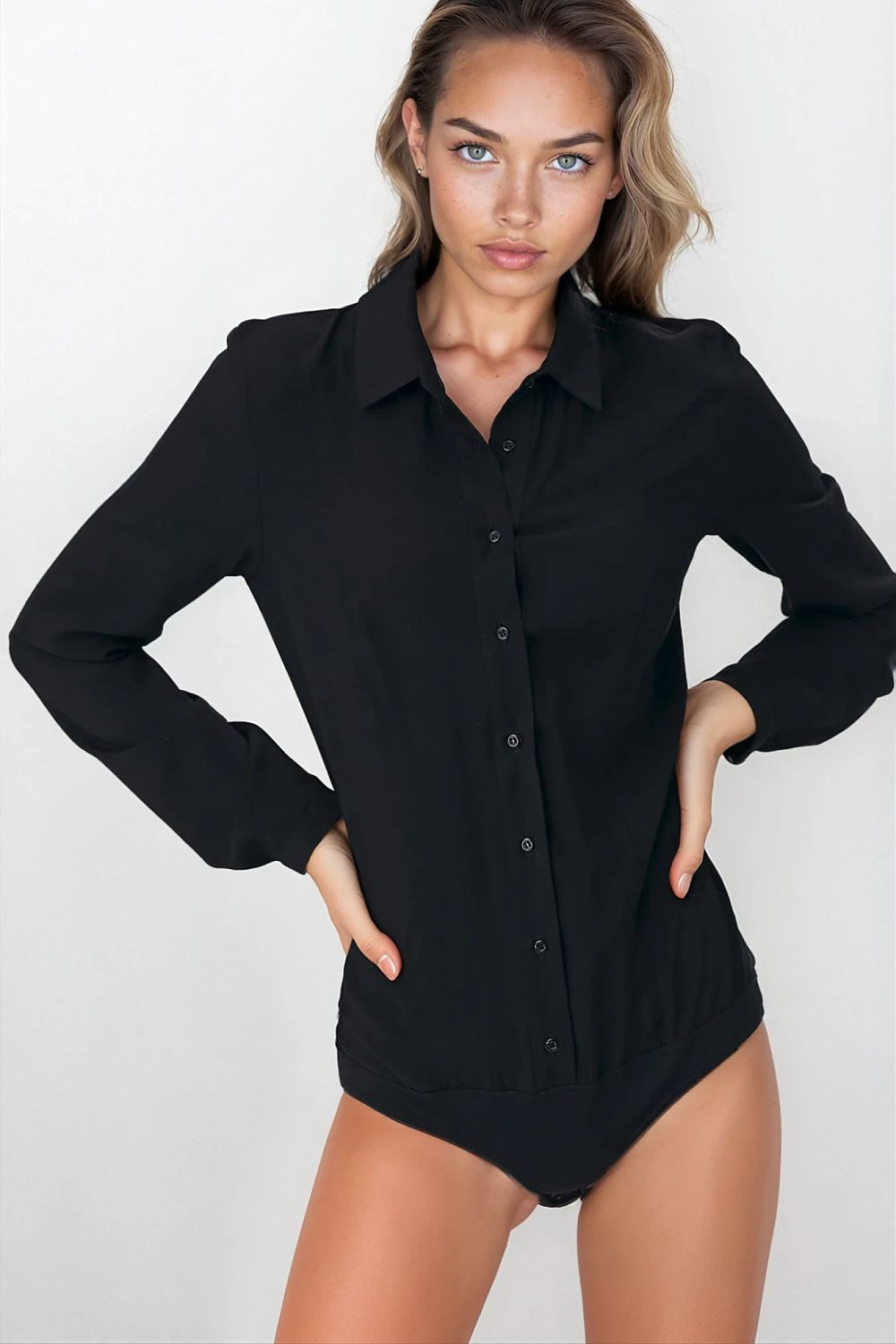   Czarna koszula body B164 Black - Nife 