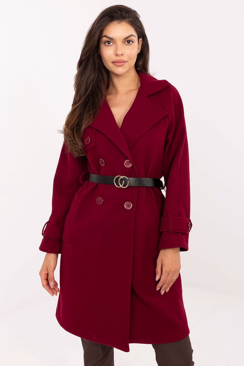   Płaszcz Damski Model IT-PL-FL5712.84 Bordo - Rue Paris 