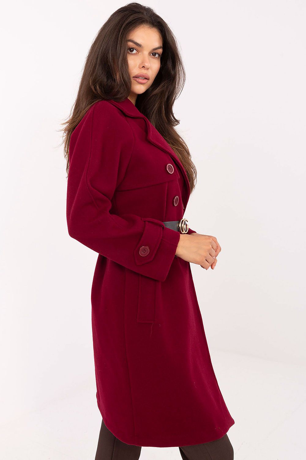  Płaszcz Damski Model IT-PL-FL5712.84 Bordo - Rue Paris 