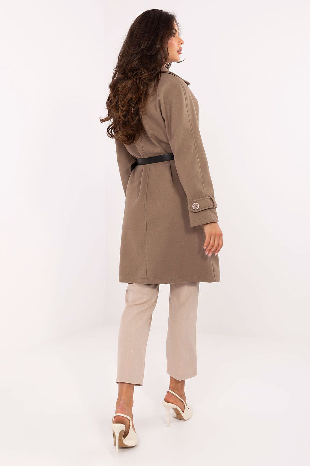   Płaszcz Damski Model IT-PL-FL5712.84 Dark Beige - Rue Paris 