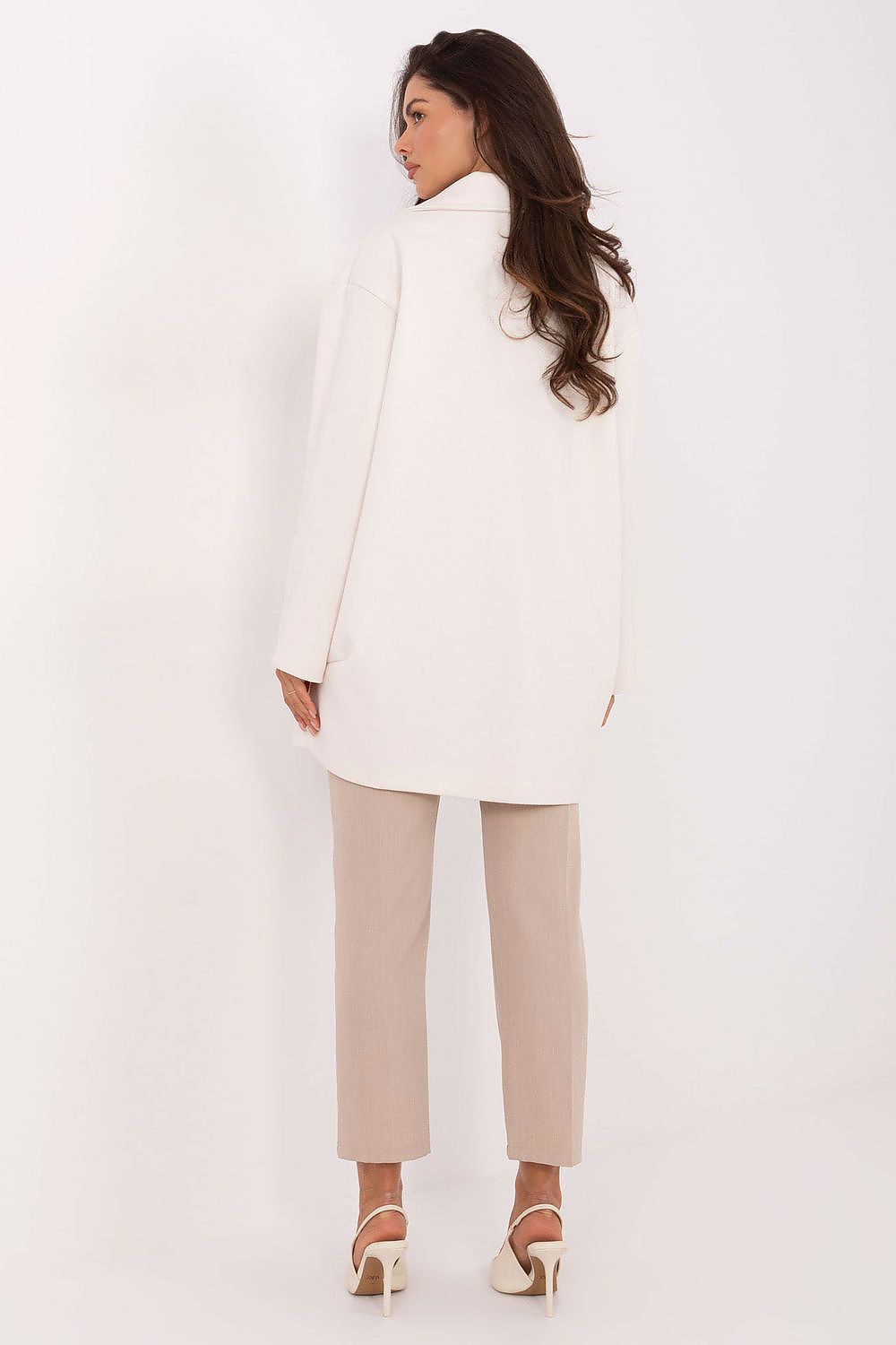   Płaszcz Damski Model IT-PL-A9582.86 Ecru - Rue Paris 
