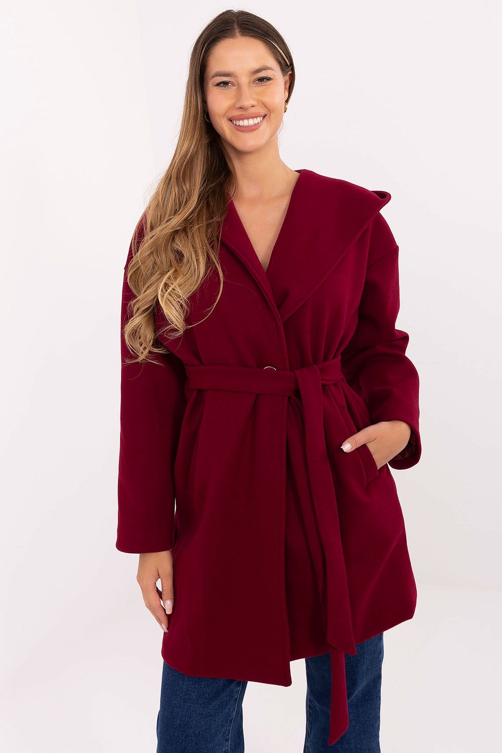   Płaszcz Damski Model IT-PL-A9587.00 Bordo - Rue Paris 