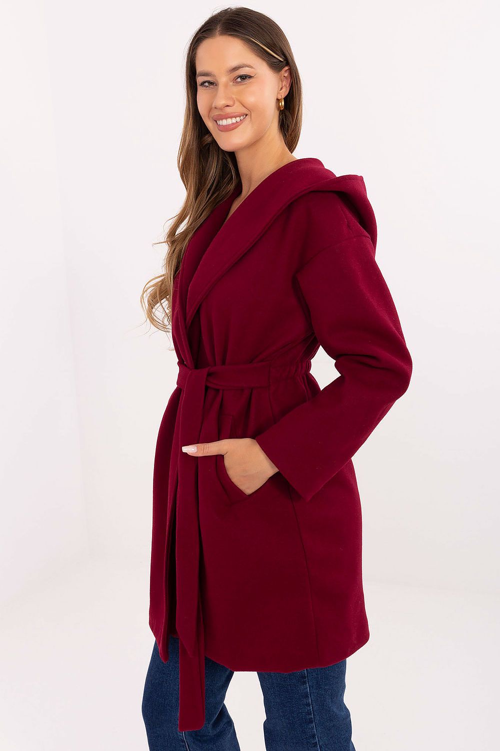   Płaszcz Damski Model IT-PL-A9587.00 Bordo - Rue Paris 