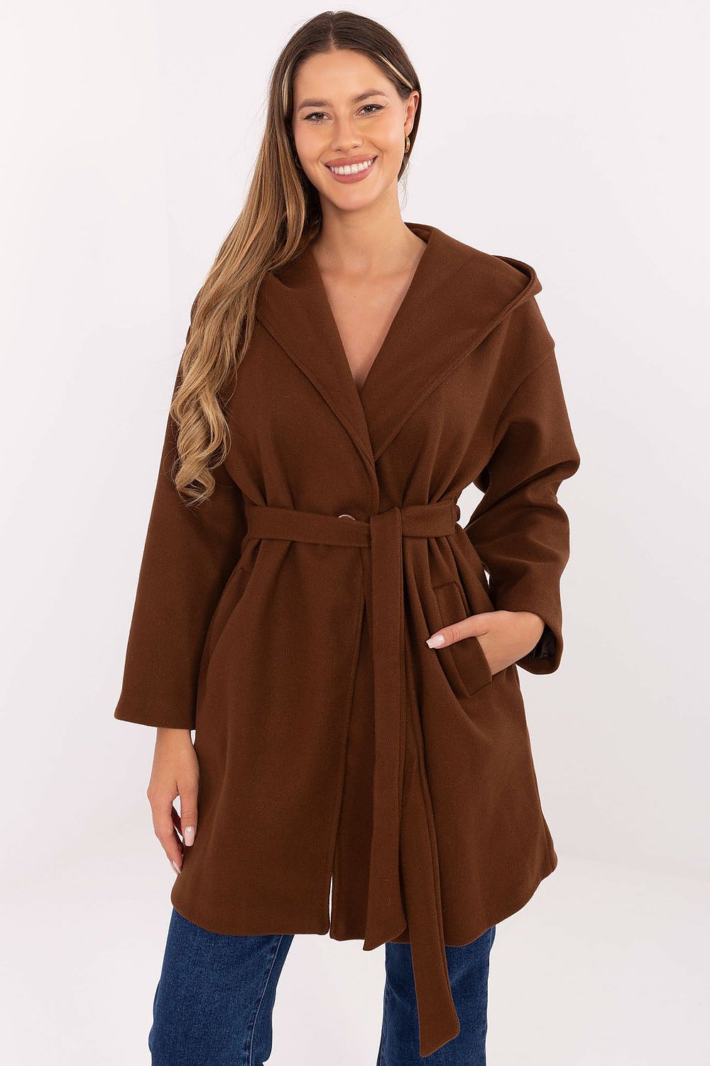  Płaszcz Damski Model IT-PL-A9587.00 Brown - Rue Paris 