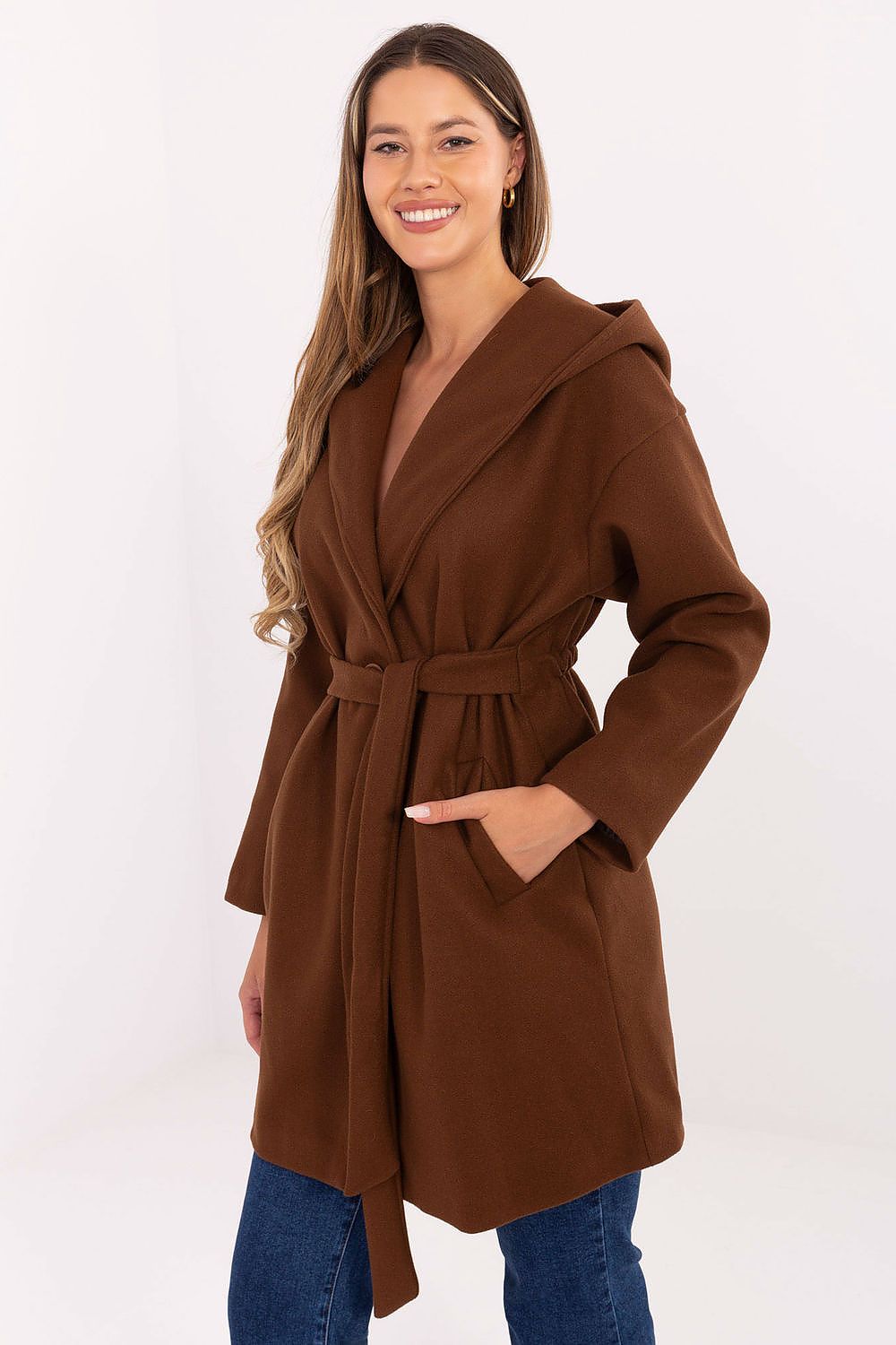   Płaszcz Damski Model IT-PL-A9587.00 Brown - Rue Paris 