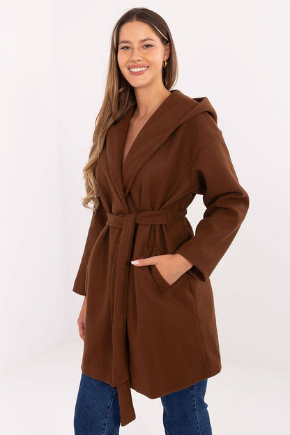   Płaszcz Damski Model IT-PL-A9587.00 Brown - Rue Paris 