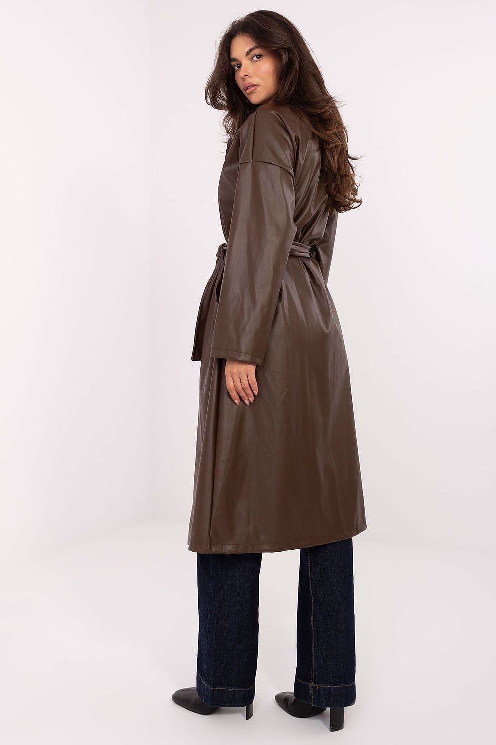   Płaszcz Damski Model IT-PL-A8393.81 Dark Brown - Rue Paris 