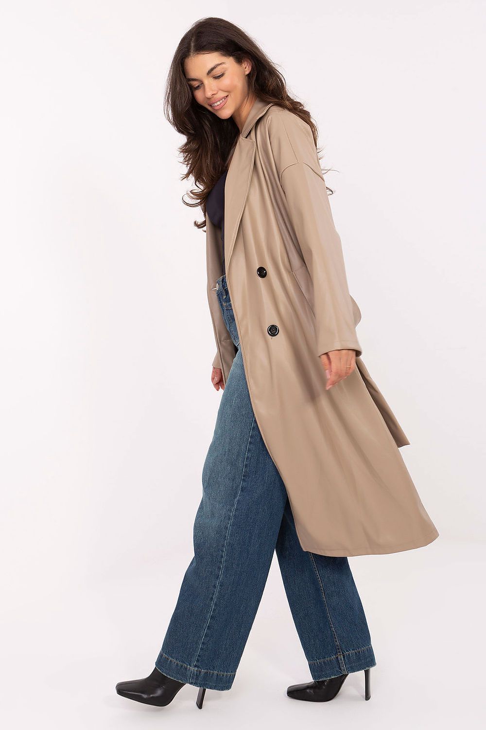   Płaszcz Damski Model IT-PL-A8393.81 Beige - Rue Paris 
