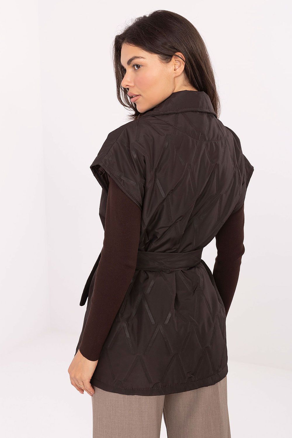   Kamizelka Model IT-KZ-FL9603.87 Dark Brown - Rue Paris 