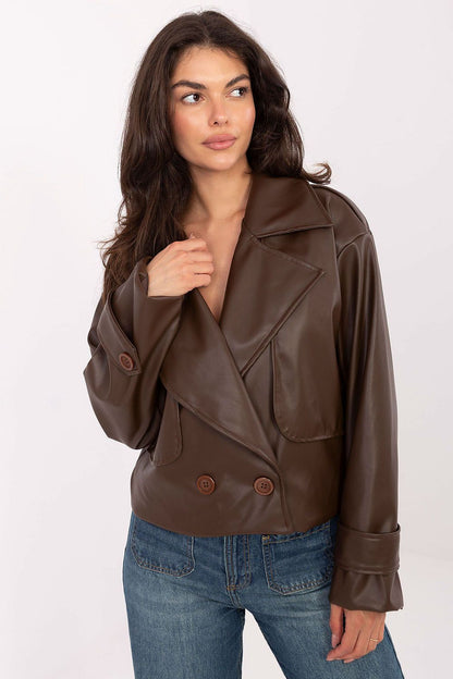   Płaszcz Damski Model IT-KR-FL9558.60 Brown - Rue Paris 