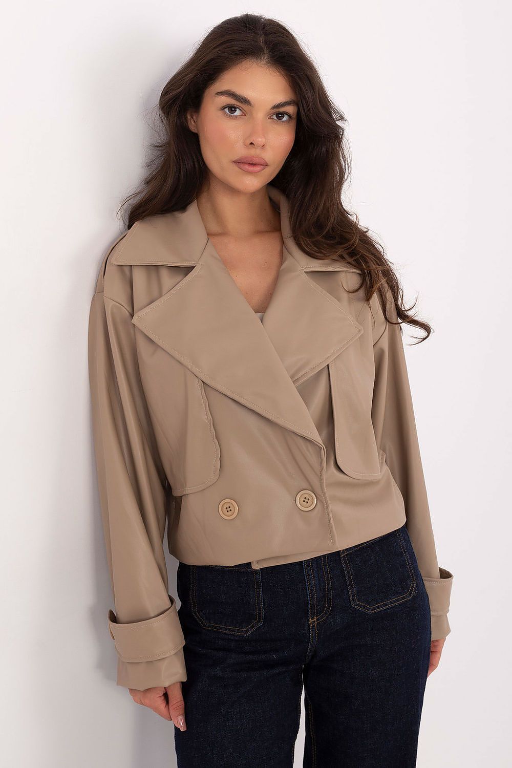   Płaszcz Damski Model IT-KR-FL9558.60 Beige - Rue Paris 
