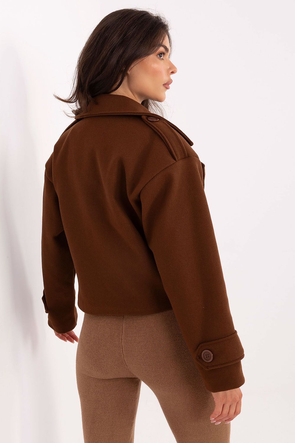   Płaszcz Damski Model IT-KR-A9558.62 Brown - Rue Paris 