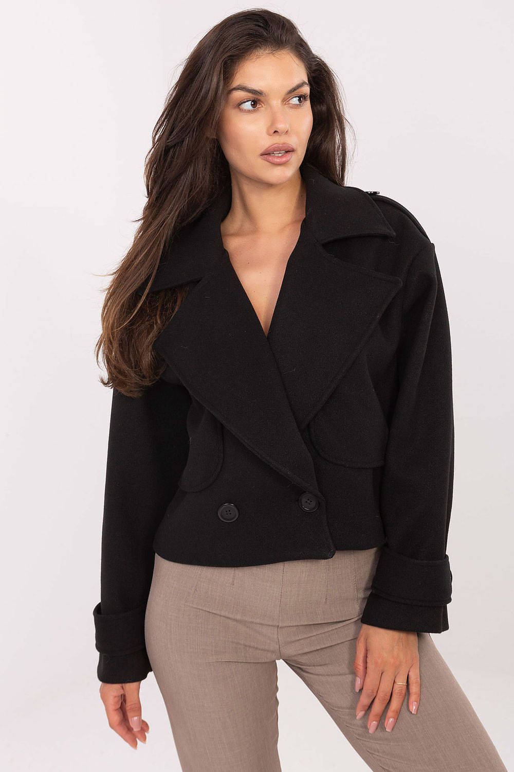   Płaszcz Damski Model IT-KR-A9558.62 Black - Rue Paris 