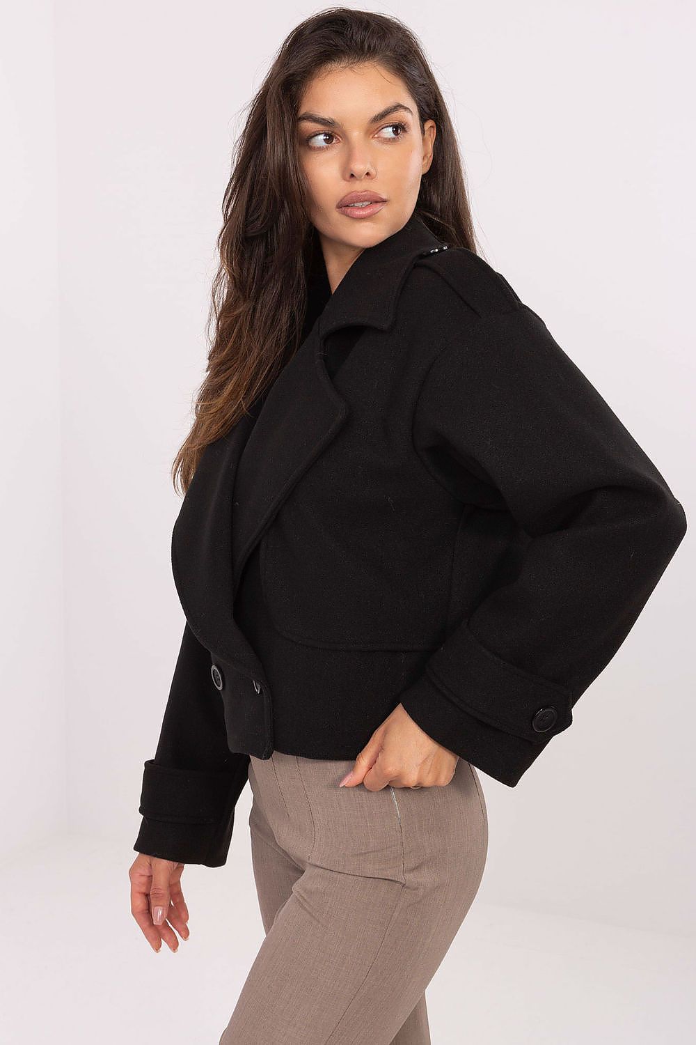   Płaszcz Damski Model IT-KR-A9558.62 Black - Rue Paris 