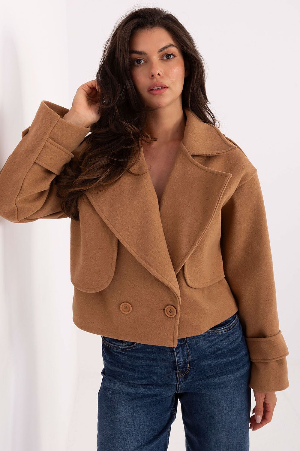   Płaszcz Damski Model IT-KR-A9558.62 Camel - Rue Paris 