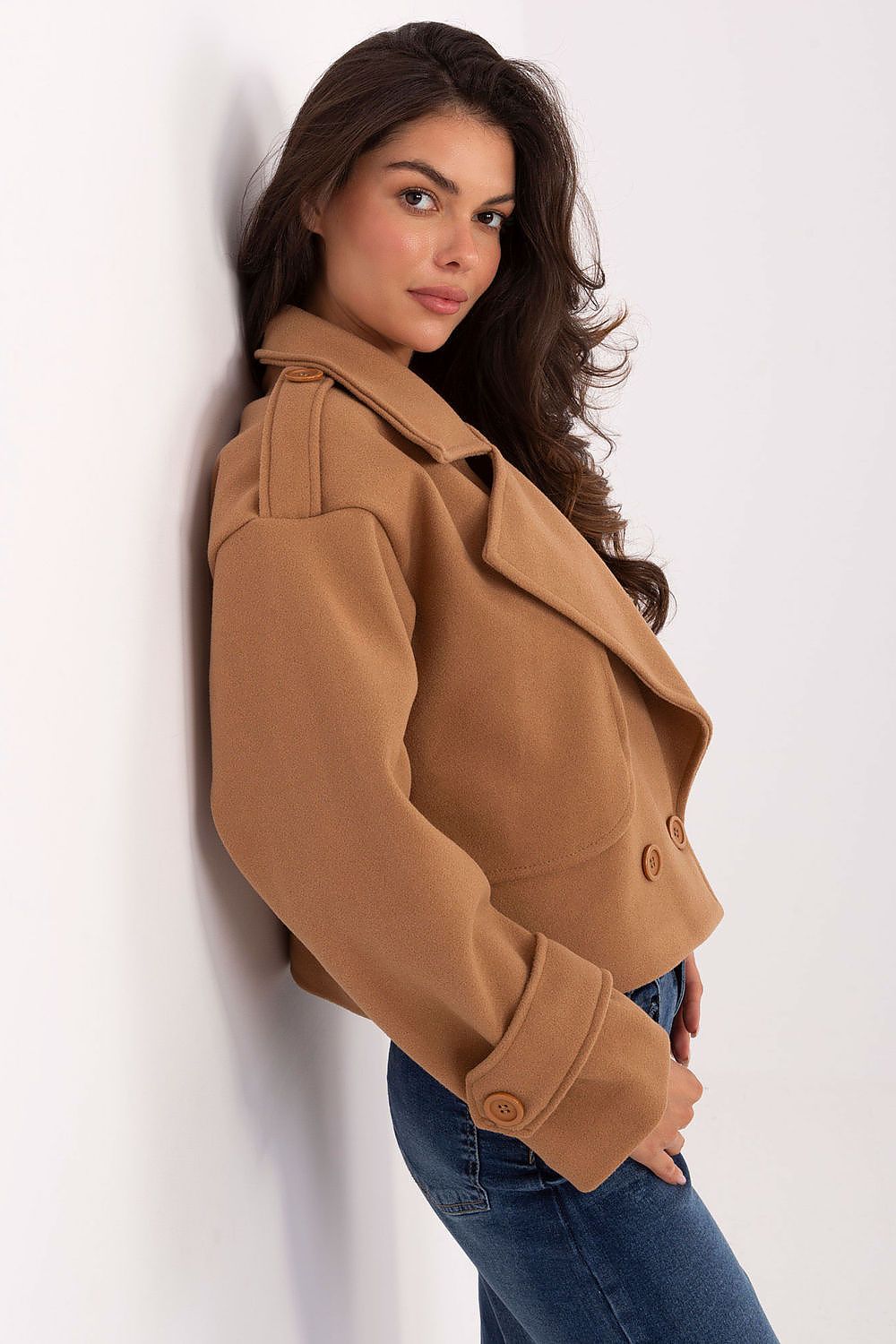   Płaszcz Damski Model IT-KR-A9558.62 Camel - Rue Paris 