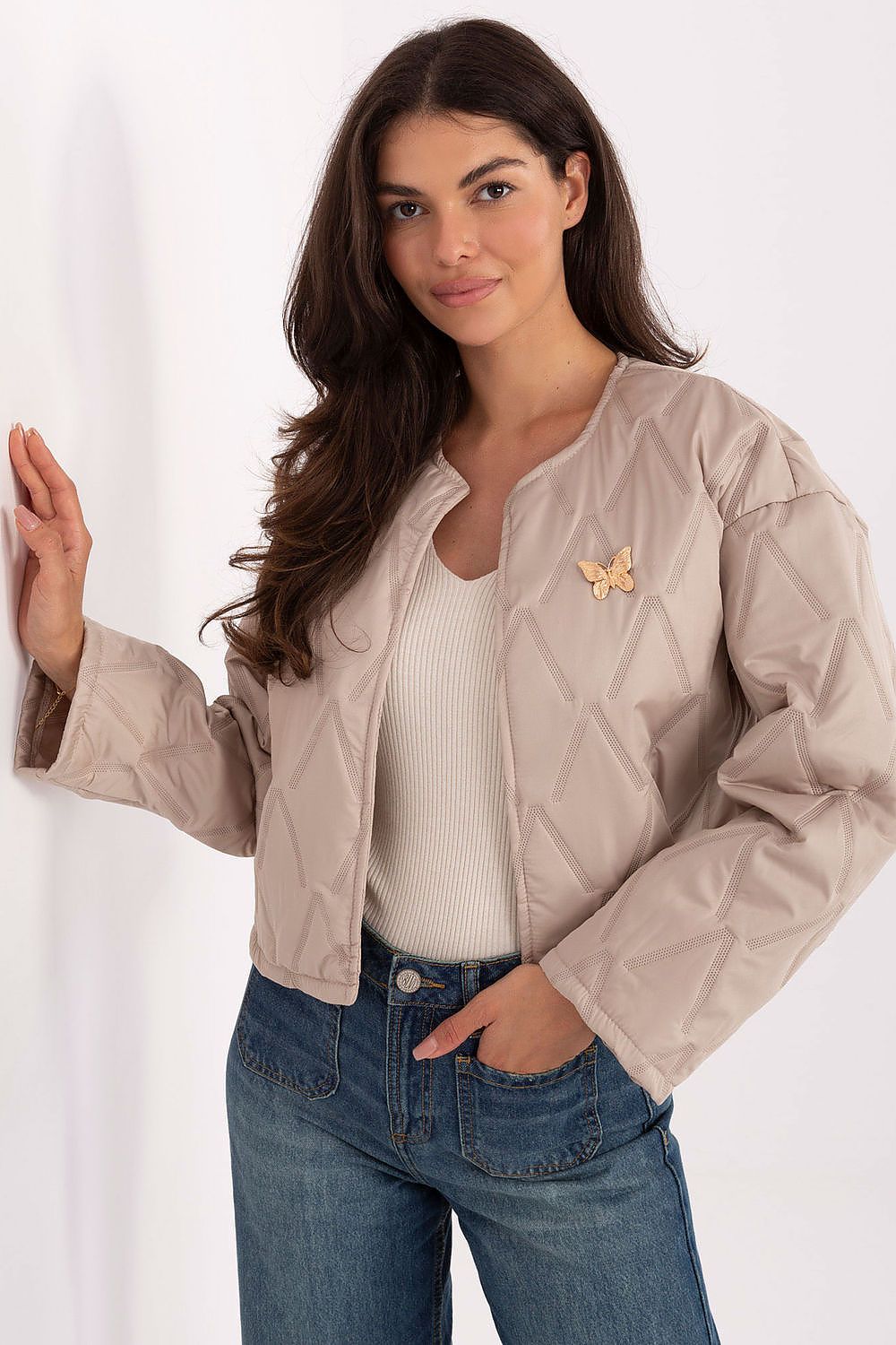   Kurtka Damska Model IT-KR-FL8357.82 Beige - Rue Paris 
