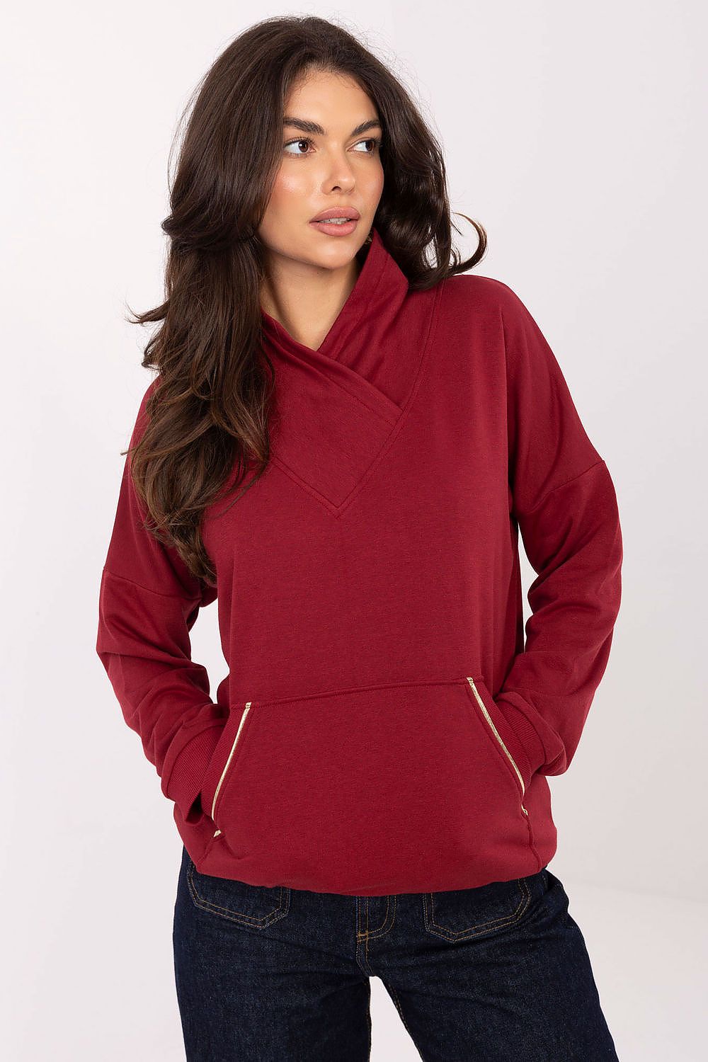   Bluza Damska Model RV-BL-A874.01P Bordo - Rue Paris 