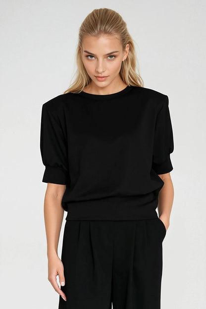   Bluza z krótkim rękawem BL12 Black - Nife 