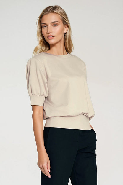   Bluza z krótkim rękawem BL12 Beige - Nife 
