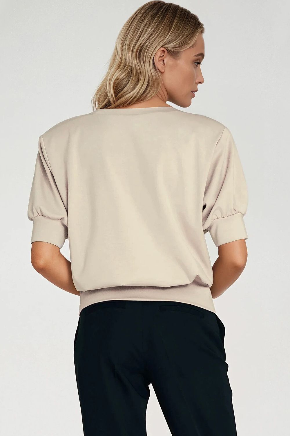   Bluza z krótkim rękawem BL12 Beige - Nife 