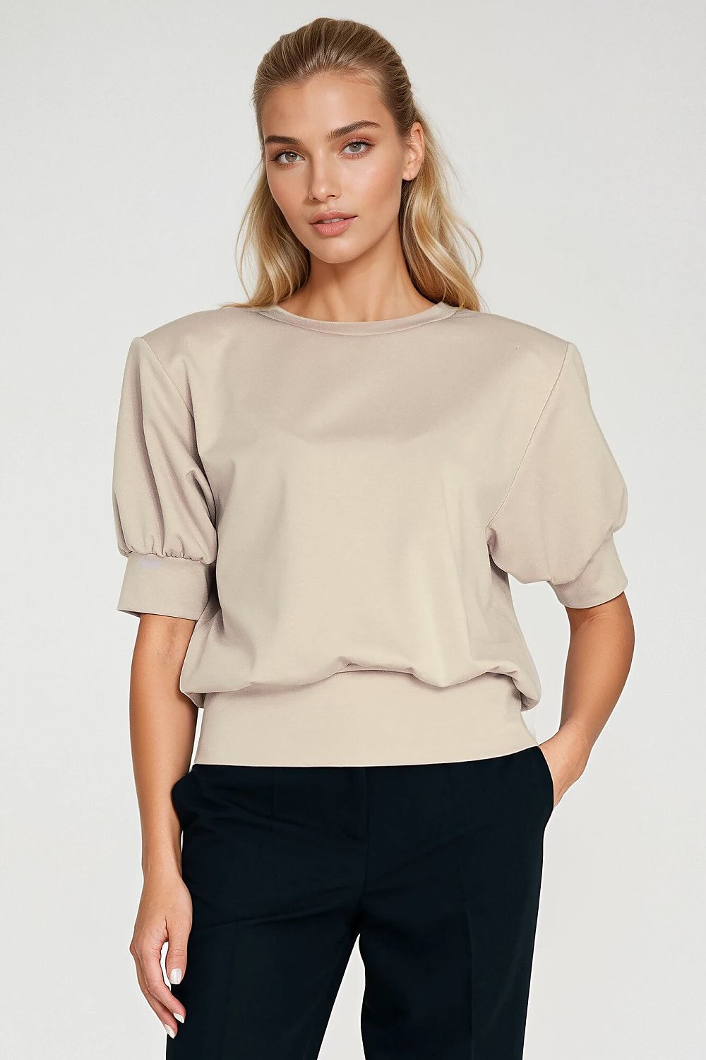   Bluza z krótkim rękawem BL12 Beige - Nife 