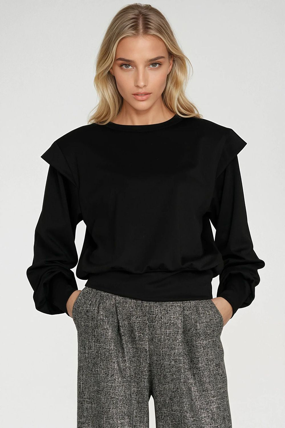   Bluza z wysokimi ściągaczami BL10 Black - Nife 