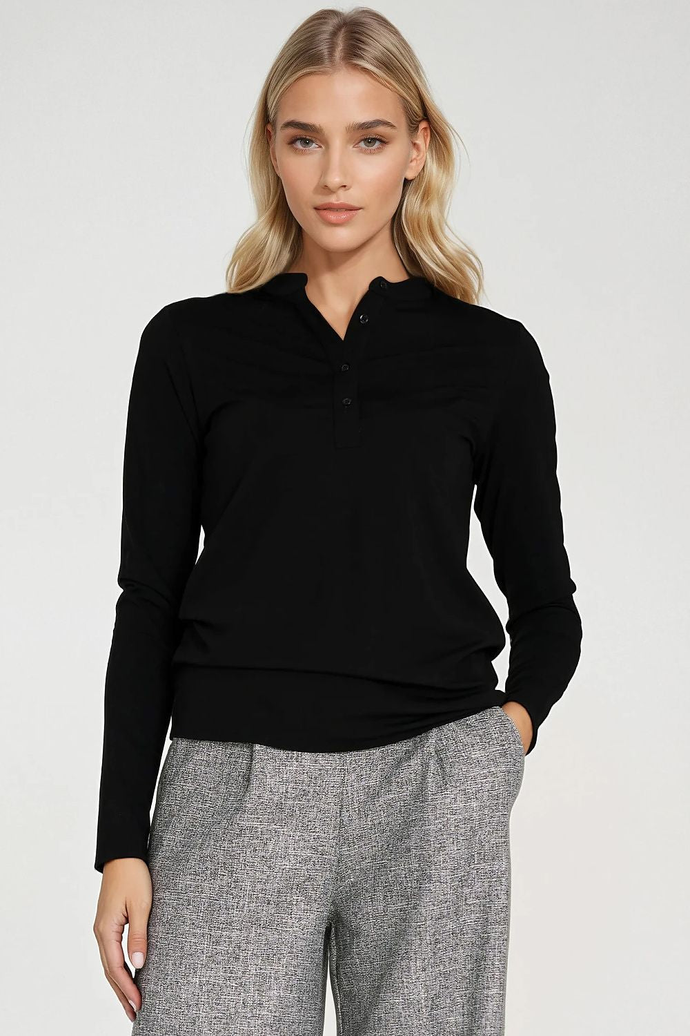   Bluzka polo ze stójką B195 Black - Nife 