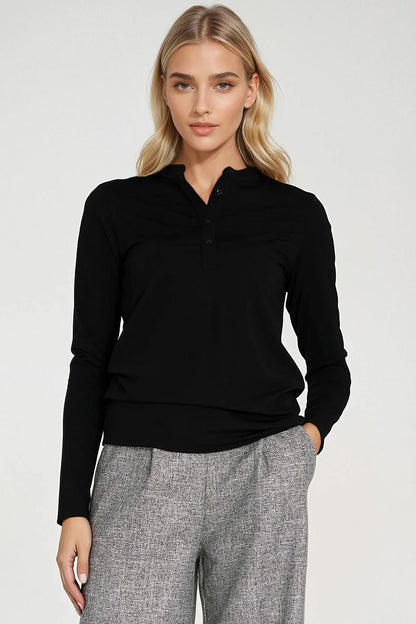   Bluzka polo ze stójką B195 Black - Nife 